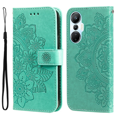 7-petal Flowers Embossing Leather Phone Case, For Infinix Hot 20 4G, For Infinix Hot 20s, For Infinix Note 12 / G96