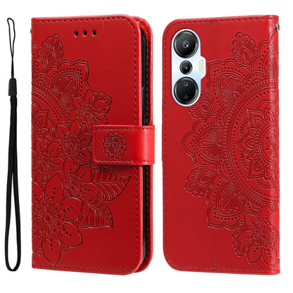 7-petal Flowers Embossing Leather Phone Case, For Infinix Hot 20 4G, For Infinix Hot 20s, For Infinix Note 12 / G96