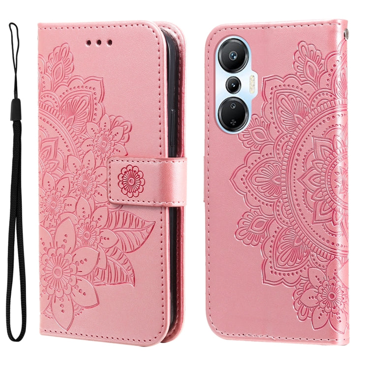 7-petal Flowers Embossing Leather Phone Case, For Infinix Hot 20 4G, For Infinix Hot 20s, For Infinix Note 12 / G96