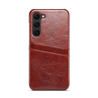 Fierre Shann Oil Wax Texture Leather Phone Case with Card Slots