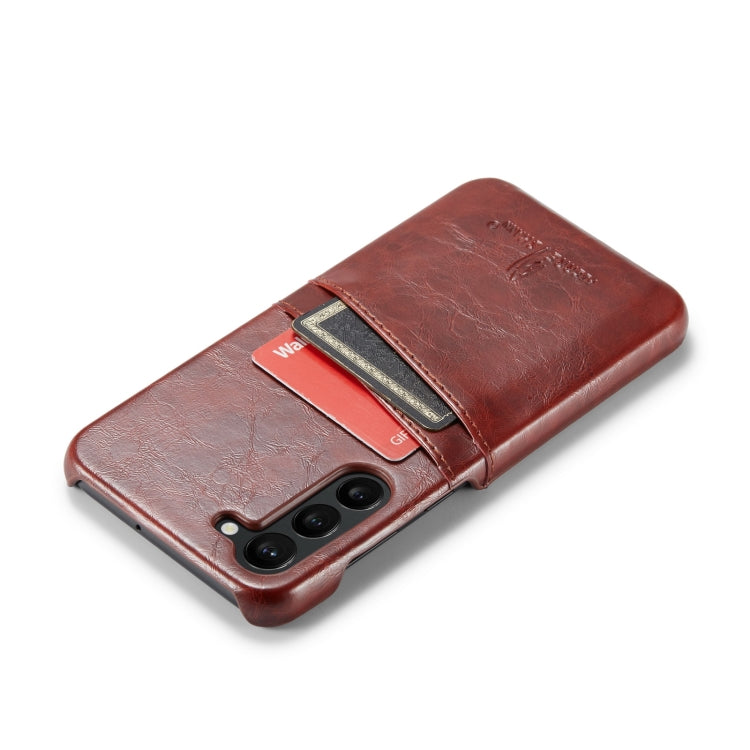 Fierre Shann Oil Wax Texture Leather Phone Case with Card Slots