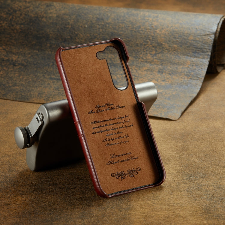 Fierre Shann Oil Wax Texture Leather Phone Case with Card Slots