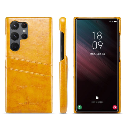 Fierre Shann Oil Wax Texture Leather Phone Case with Card Slots, For Samsung Galaxy S23 5G, For Samsung Galaxy S23+ 5G, For Samsung Galaxy S23 Ultra 5G