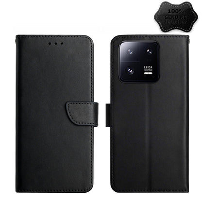 HT02 Genuine Leather Fingerprint-proof Flip Phone Case