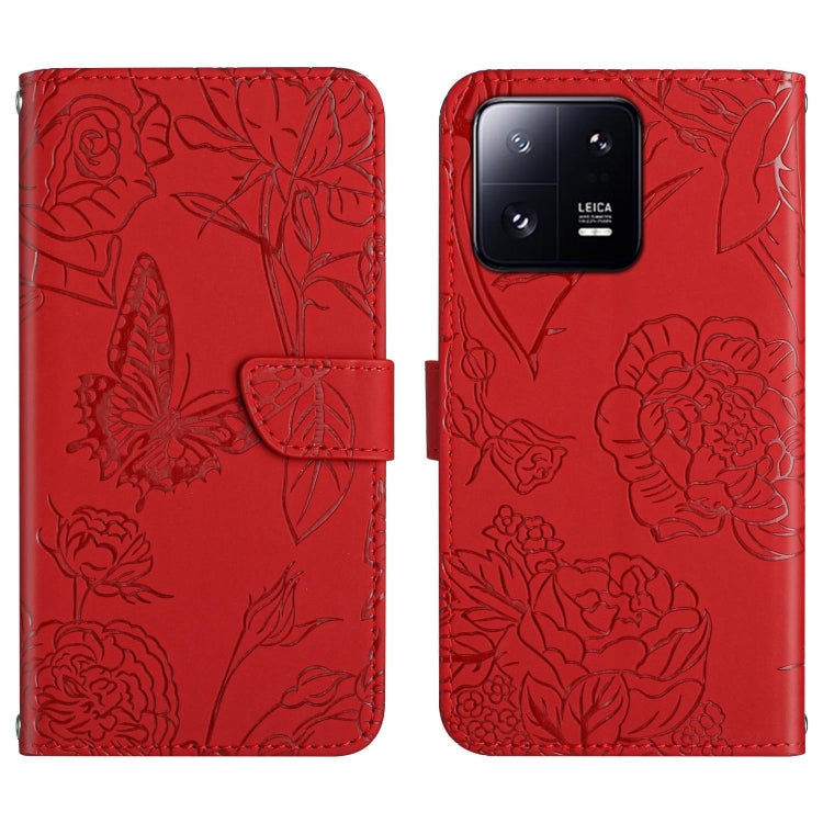 HT03 Skin Feel Butterfly Embossed Flip Leather Phone Case, Series 2