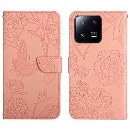 HT03 Skin Feel Butterfly Embossed Flip Leather Phone Case, Series 2