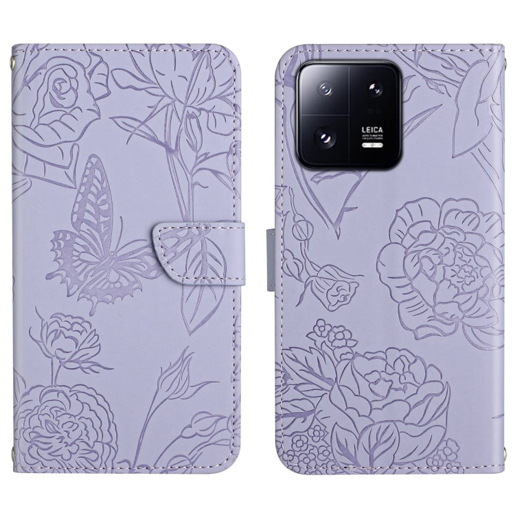 HT03 Skin Feel Butterfly Embossed Flip Leather Phone Case, Series 2