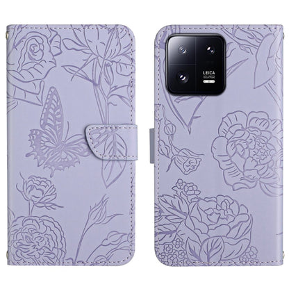 HT03 Skin Feel Butterfly Embossed Flip Leather Phone Case, Series 2