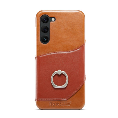 Fierre Shann Oil Wax Texture Genuine Leather Back Phone Case