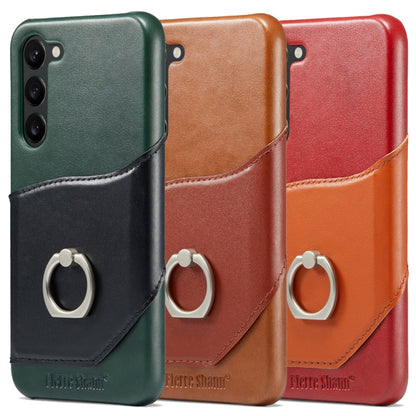 Fierre Shann Oil Wax Texture Genuine Leather Back Phone Case