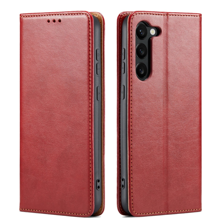 Fierre Shann PU Genuine Leather Texture Leather Phone Case, For Samsung Galaxy S23 5G