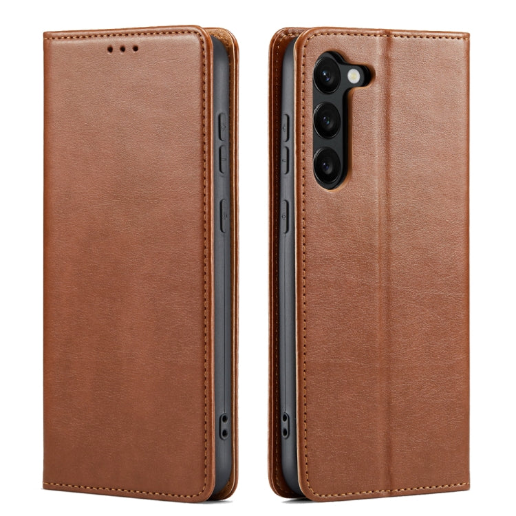 Fierre Shann PU Genuine Leather Texture Leather Phone Case, For Samsung Galaxy S23 5G