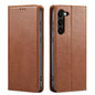 Fierre Shann PU Genuine Leather Texture Leather Phone Case, For Samsung Galaxy S23 5G