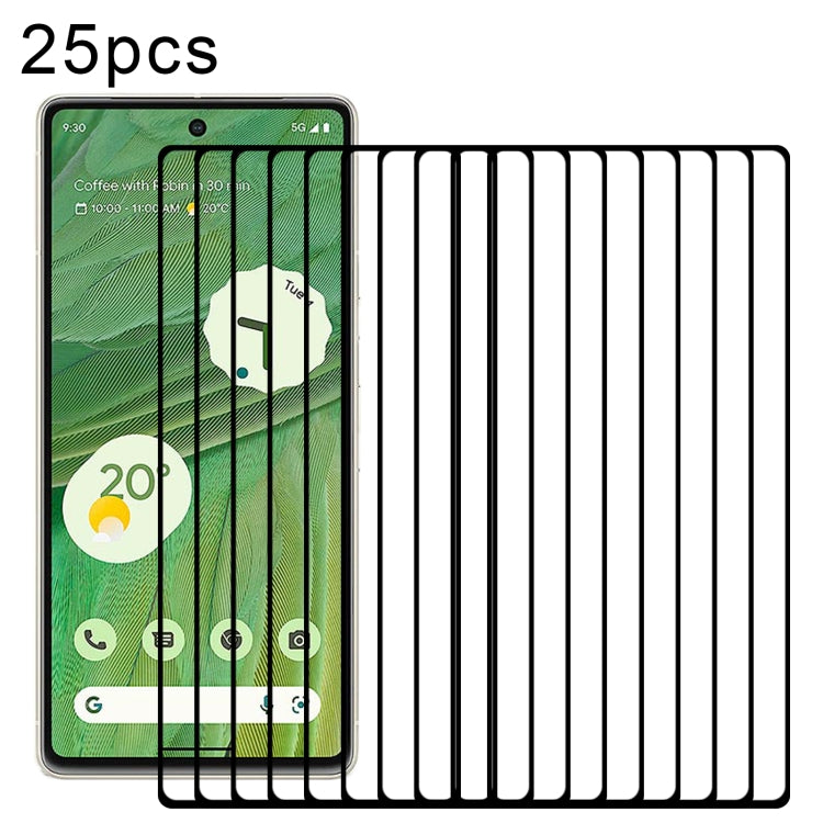 25pcs Full Glue Full Cover Screen Protector Tempered Glass Film, For Google Pixel 6a (25 PCS), For Google Pixel 7 (25 PCS)