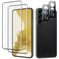 2pcs 3D Edge Glue Tempered Glass Full Film with 2pcs Aluminum Lens Film Set, Support Fingerprint Unlock