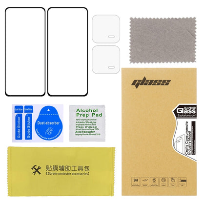 2pcs Full Glue Full Cover Tempered Glass Film with 2pcs Lens Film Set