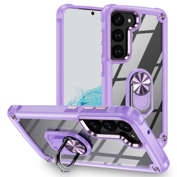 TPU + PC Lens Protection Phone Case with Ring Holder