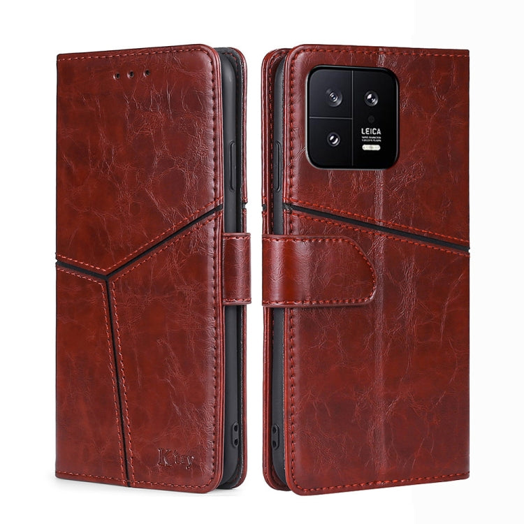 Geometric Stitching Horizontal Flip Leather Phone Case