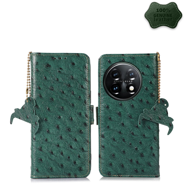 Ostrich Pattern Genuine Leather RFID Phone Case