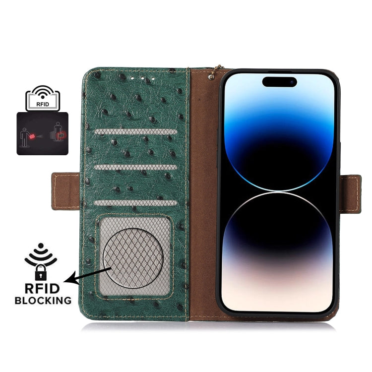 Ostrich Pattern Genuine Leather RFID Phone Case