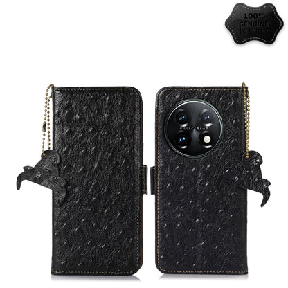 Ostrich Pattern Genuine Leather RFID Phone Case