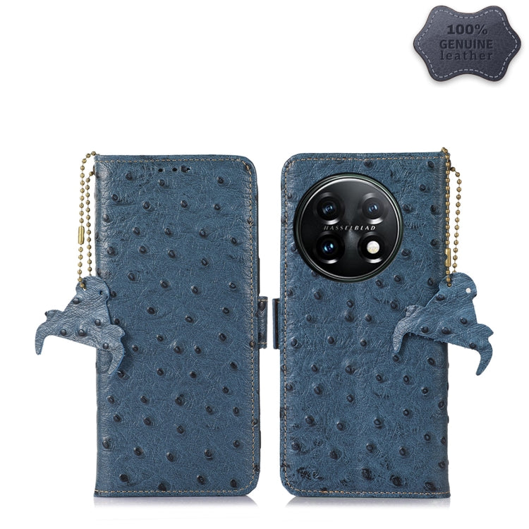 Ostrich Pattern Genuine Leather RFID Phone Case