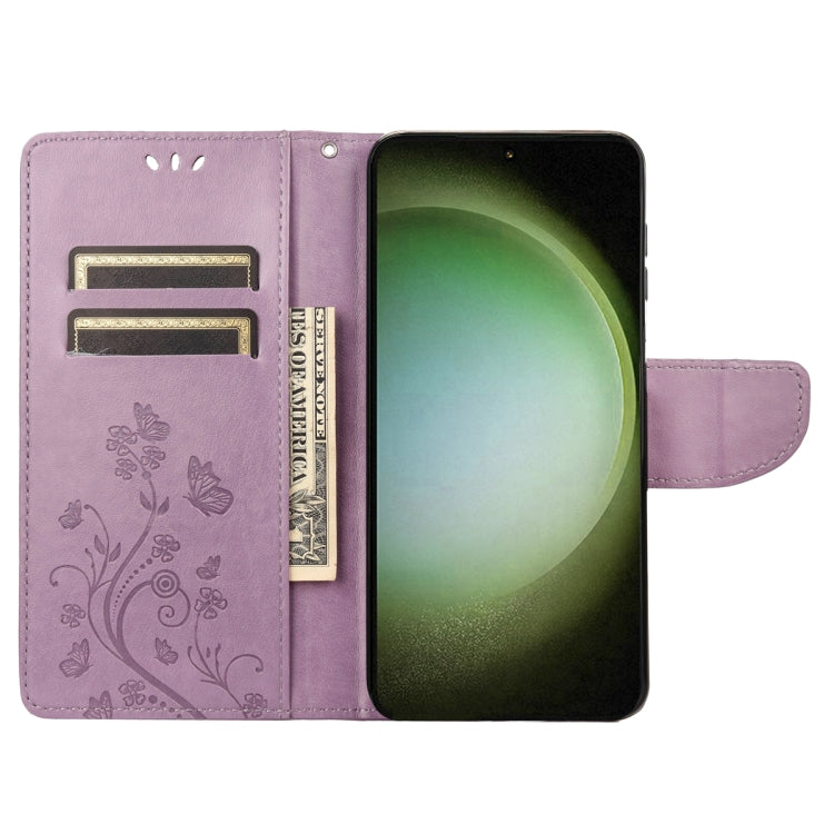 Butterfly Flower Pattern Flip Leather Phone Case, For Samsung Galaxy S23 Ultra 5G