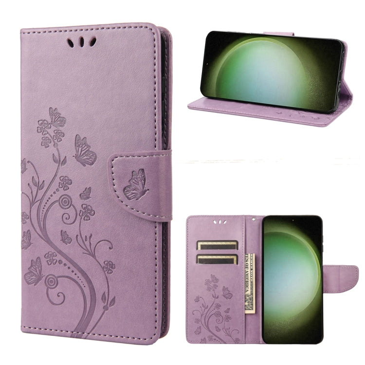 Butterfly Flower Pattern Flip Leather Phone Case, For Samsung Galaxy S23 Ultra 5G