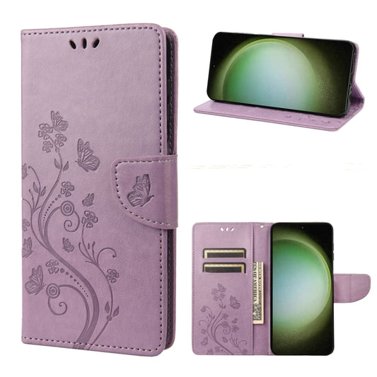 Butterfly Flower Pattern Flip Leather Phone Case, For Samsung Galaxy S23 Ultra 5G
