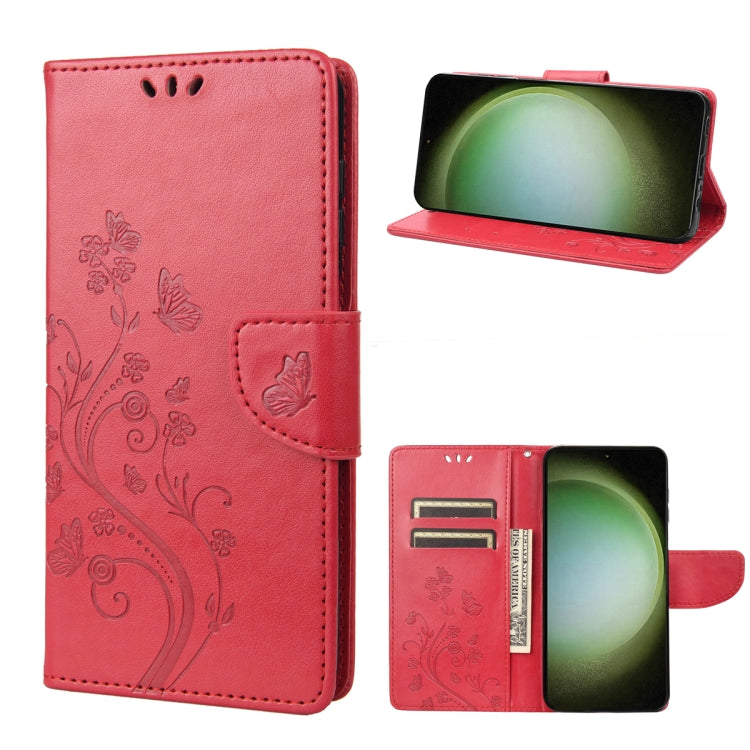 Butterfly Flower Pattern Flip Leather Phone Case, For Samsung Galaxy S23 Ultra 5G