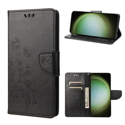 Butterfly Flower Pattern Flip Leather Phone Case, For Samsung Galaxy S23 Ultra 5G
