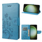 Butterfly Flower Pattern Flip Leather Phone Case, For Samsung Galaxy S23 Ultra 5G