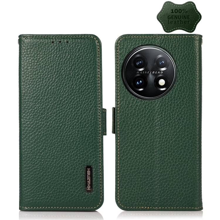 KHAZNEH Side-Magnetic Litchi Genuine Leather RFID Phone Case