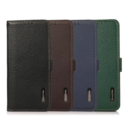 KHAZNEH Side-Magnetic Litchi Genuine Leather RFID Phone Case