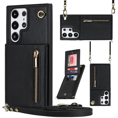 Cross-body Zipper Square TPU+PU Back Cover Case