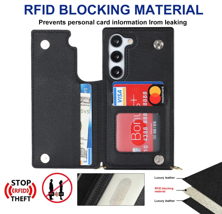 Cross-body Square Double Buckle Flip Card Bag TPU+PU Case, For Samsung Galaxy S23 5G, For Samsung Galaxy S23+ 5G, For Samsung Galaxy S23 Ultra 5G