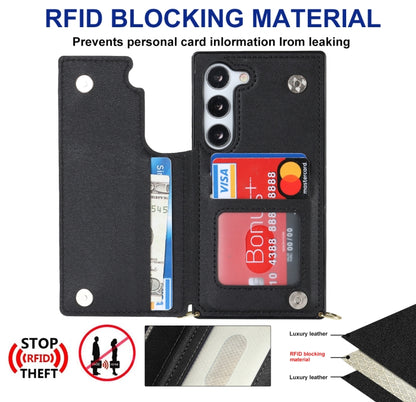 Cross-body Square Double Buckle Flip Card Bag TPU+PU Case, For Samsung Galaxy S23 5G, For Samsung Galaxy S23+ 5G, For Samsung Galaxy S23 Ultra 5G