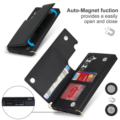 Cross-body Square Double Buckle Flip Card Bag TPU+PU Case, For Samsung Galaxy S23 5G, For Samsung Galaxy S23+ 5G, For Samsung Galaxy S23 Ultra 5G