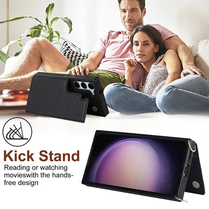 Cross-body Square Double Buckle Flip Card Bag TPU+PU Case, For Samsung Galaxy S23 5G, For Samsung Galaxy S23+ 5G, For Samsung Galaxy S23 Ultra 5G