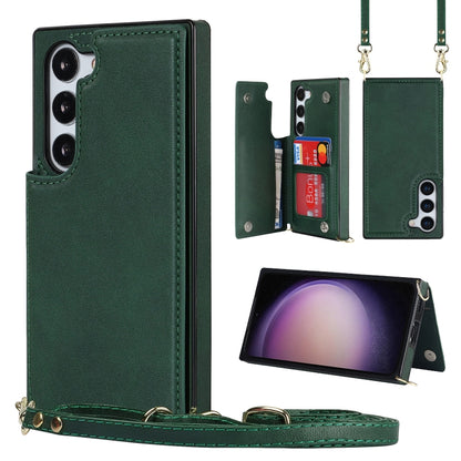 Cross-body Square Double Buckle Flip Card Bag TPU+PU Case, For Samsung Galaxy S23 5G, For Samsung Galaxy S23+ 5G, For Samsung Galaxy S23 Ultra 5G