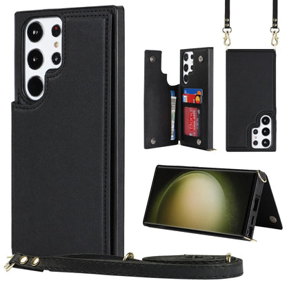 Cross-body Square Double Buckle Flip Card Bag TPU+PU Case, For Samsung Galaxy S23 5G, For Samsung Galaxy S23+ 5G, For Samsung Galaxy S23 Ultra 5G