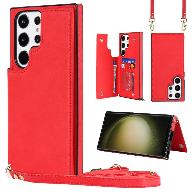 Cross-body Square Double Buckle Flip Card Bag TPU+PU Case, For Samsung Galaxy S23 5G, For Samsung Galaxy S23+ 5G, For Samsung Galaxy S23 Ultra 5G