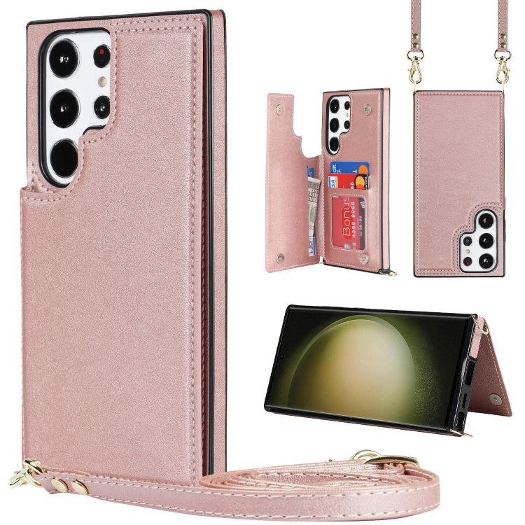 Cross-body Square Double Buckle Flip Card Bag TPU+PU Case, For Samsung Galaxy S23 5G, For Samsung Galaxy S23+ 5G, For Samsung Galaxy S23 Ultra 5G