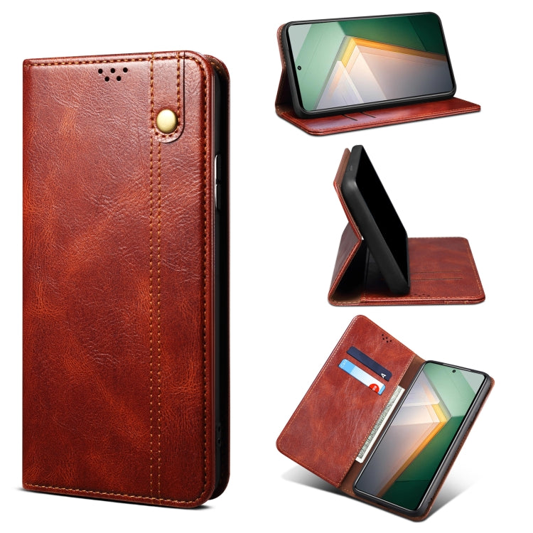 Oil Wax Crazy Horse Texture Leather Phone Case