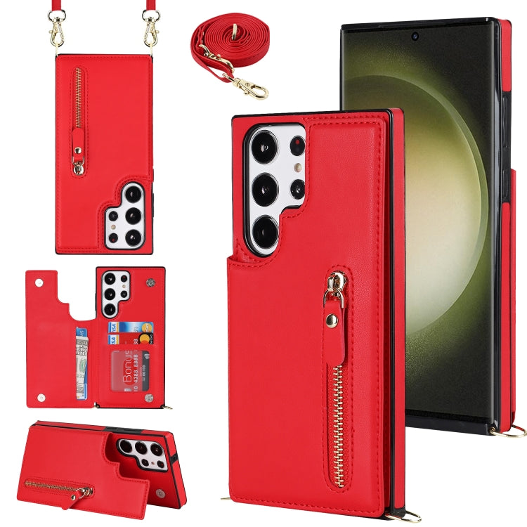 Cross-body Zipper Square Phone Case, For Samsung Galaxy S23 5G, For Samsung Galaxy S23+ 5G, For Samsung Galaxy S23 Ultra 5G