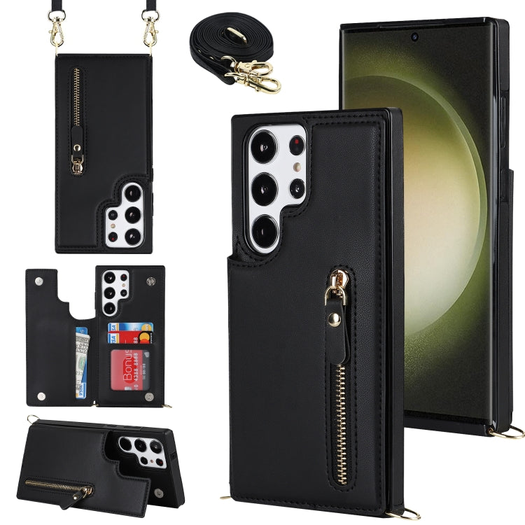 Cross-body Zipper Square Phone Case, For Samsung Galaxy S23 5G, For Samsung Galaxy S23+ 5G, For Samsung Galaxy S23 Ultra 5G