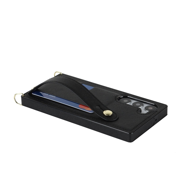 Cross-body Wristband Holder Square Phone Case, For Samsung Galaxy S23 5G, For Samsung Galaxy S23+ 5G, For Samsung Galaxy S23 Ultra 5G