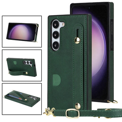 Cross-body Wristband Holder Square Phone Case, For Samsung Galaxy S23 5G, For Samsung Galaxy S23+ 5G, For Samsung Galaxy S23 Ultra 5G