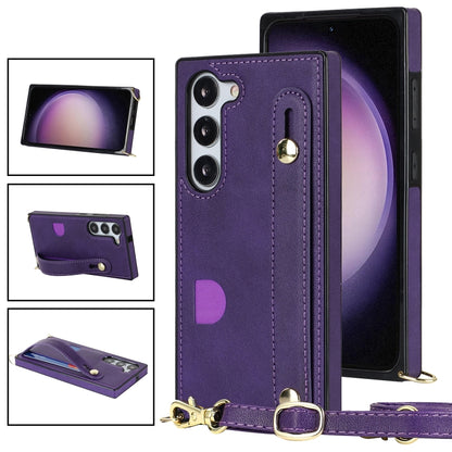 Cross-body Wristband Holder Square Phone Case, For Samsung Galaxy S23 5G, For Samsung Galaxy S23+ 5G, For Samsung Galaxy S23 Ultra 5G