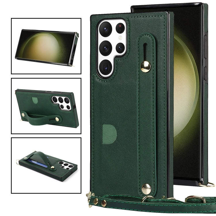 Cross-body Wristband Holder Square Phone Case, For Samsung Galaxy S23 5G, For Samsung Galaxy S23+ 5G, For Samsung Galaxy S23 Ultra 5G